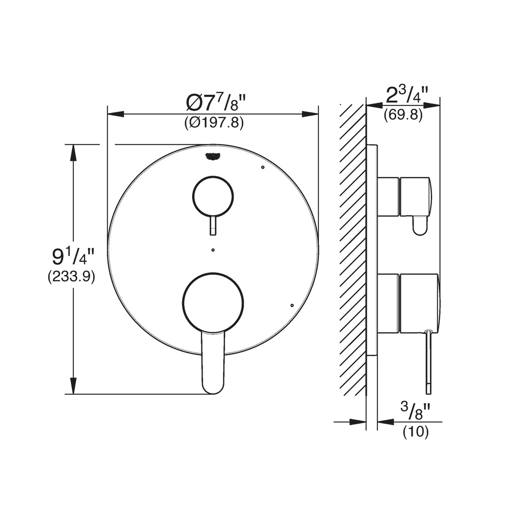 Grohe 29434000 Cosmopolitan PBV Trim W 2-Way Div Us Chrome