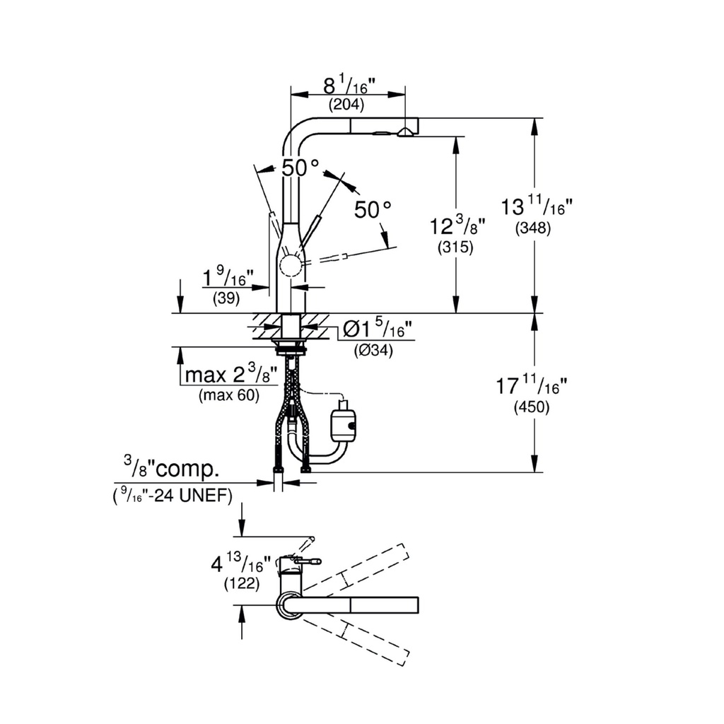 Grohe 302712430 Essence Dual Spray Pull-Out Kitchen Faucet Matte Black