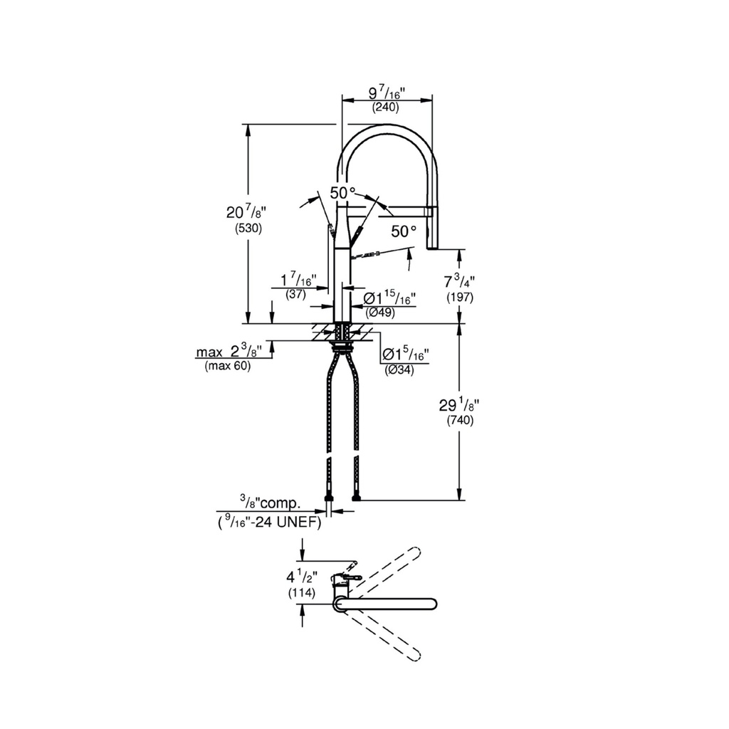Grohe 302952430 Essence New Semi-Pro Kitchen Faucet Matte Black