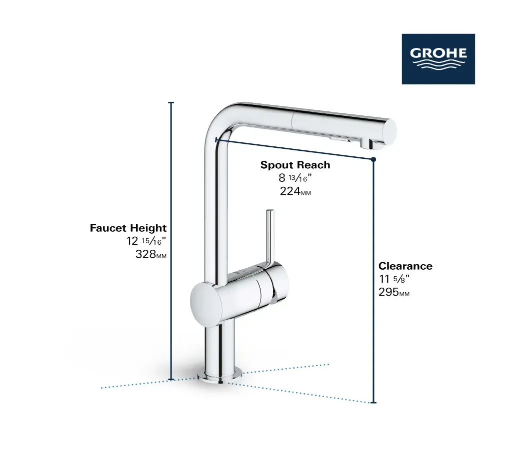 Grohe 30300GN0 Minta Single Handle Pull-Out Kitchen Faucet Dual Spray 6.6 L/Min (1.75 Gpm) Brushed Cool Sunrise