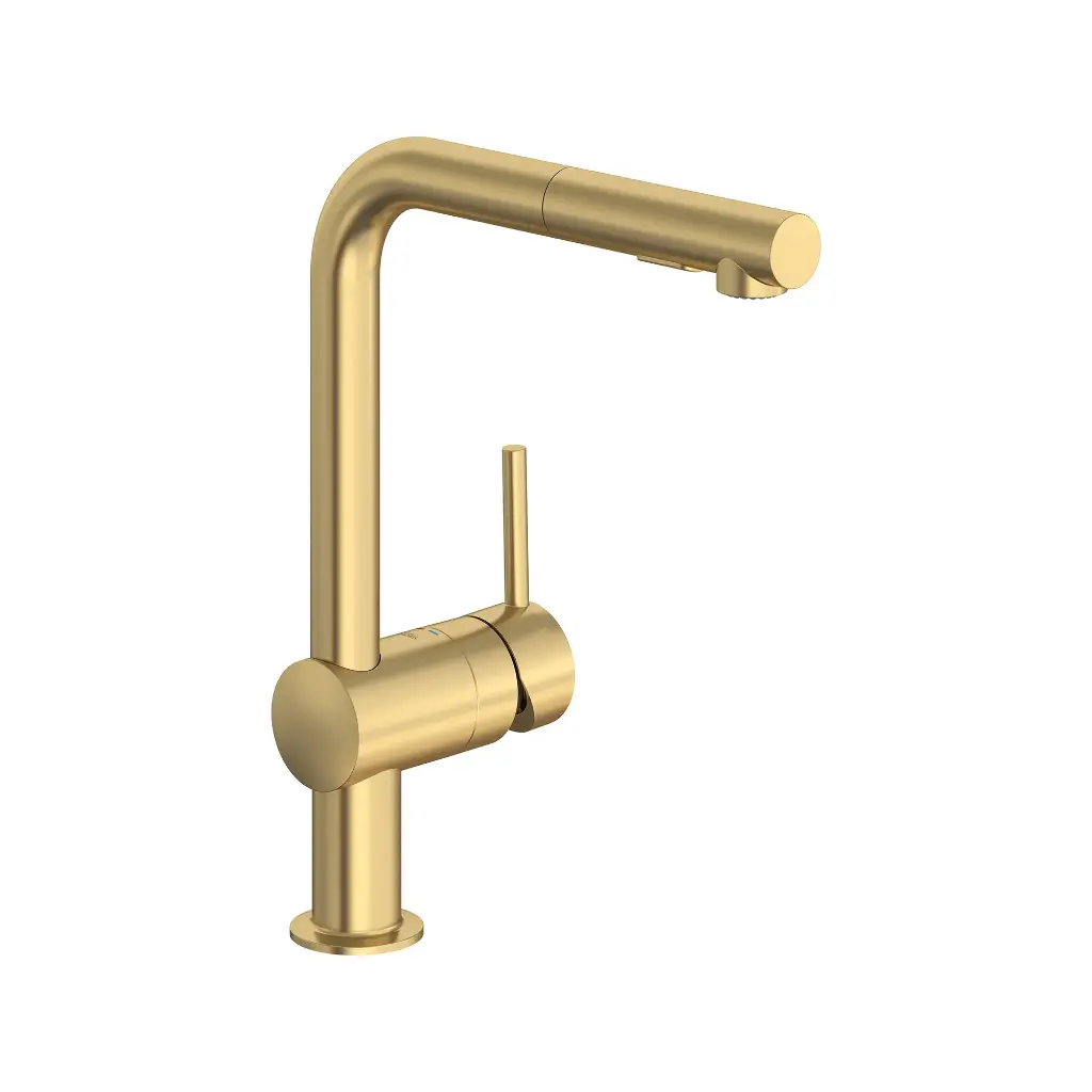 Grohe 30300GN0 Minta Single Handle Pull-Out Kitchen Faucet Dual Spray 6.6 L/Min (1.75 Gpm) Brushed Cool Sunrise