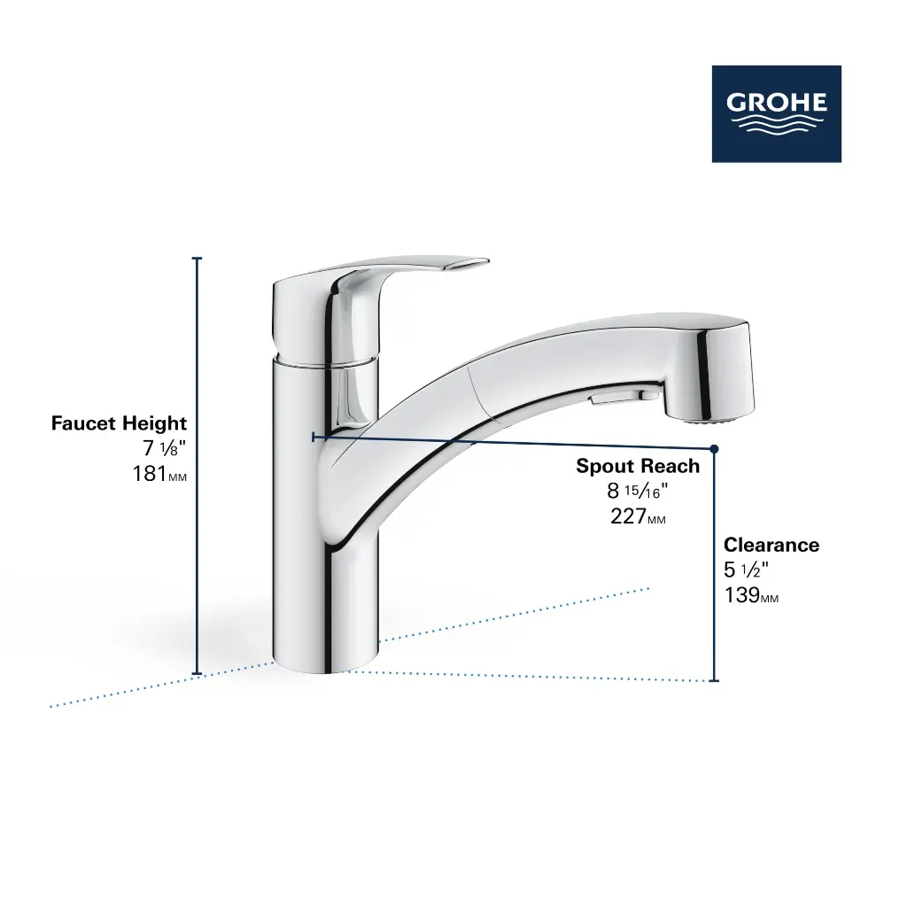 Grohe 30306001 Eurosmart Pull-Out Kitchen Faucet Grohe Chrome