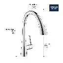Grohe 303682432 Single Handle Pull Down Triple Spray Bar Faucet  6.6 L/Min (1.75 Gpm) Matte Black