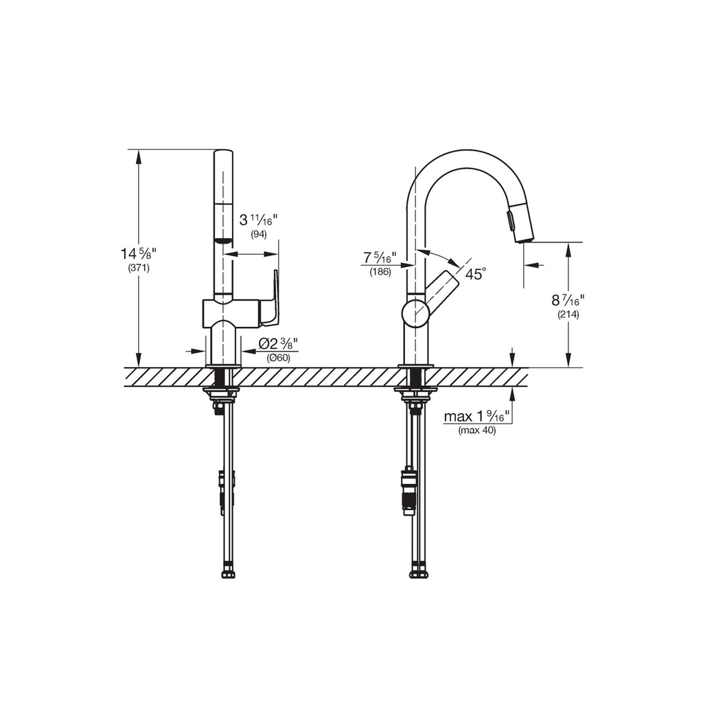Grohe 303782430 Single-Handle Pull Down Dual Spray Bar Faucet 6.6 L/Min (1.75 Gpm) Matte Black
