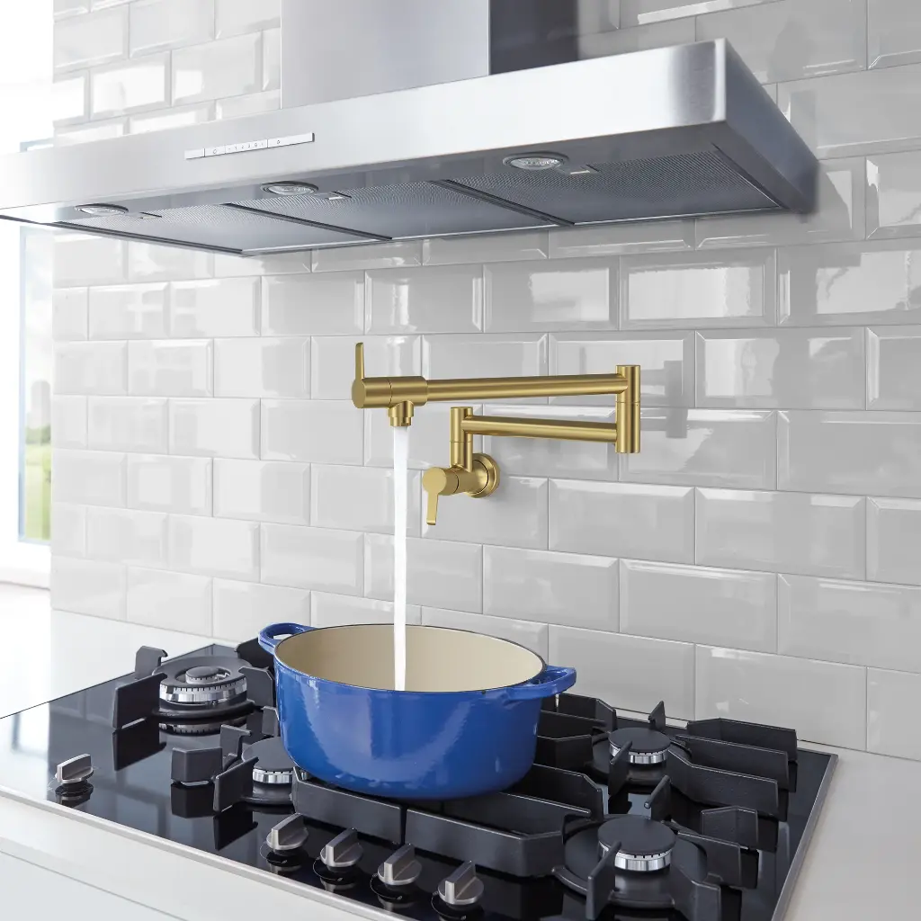 Grohe 31075GN2 2-Handle Wall Mount Pot Filler Brushed Cool Sunrise