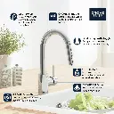 Grohe 31479Gn1 Single Handle Pull Down Bar Faucet 6.6 L/Min (1.75 Gpm) Brushed Cool Sunrise