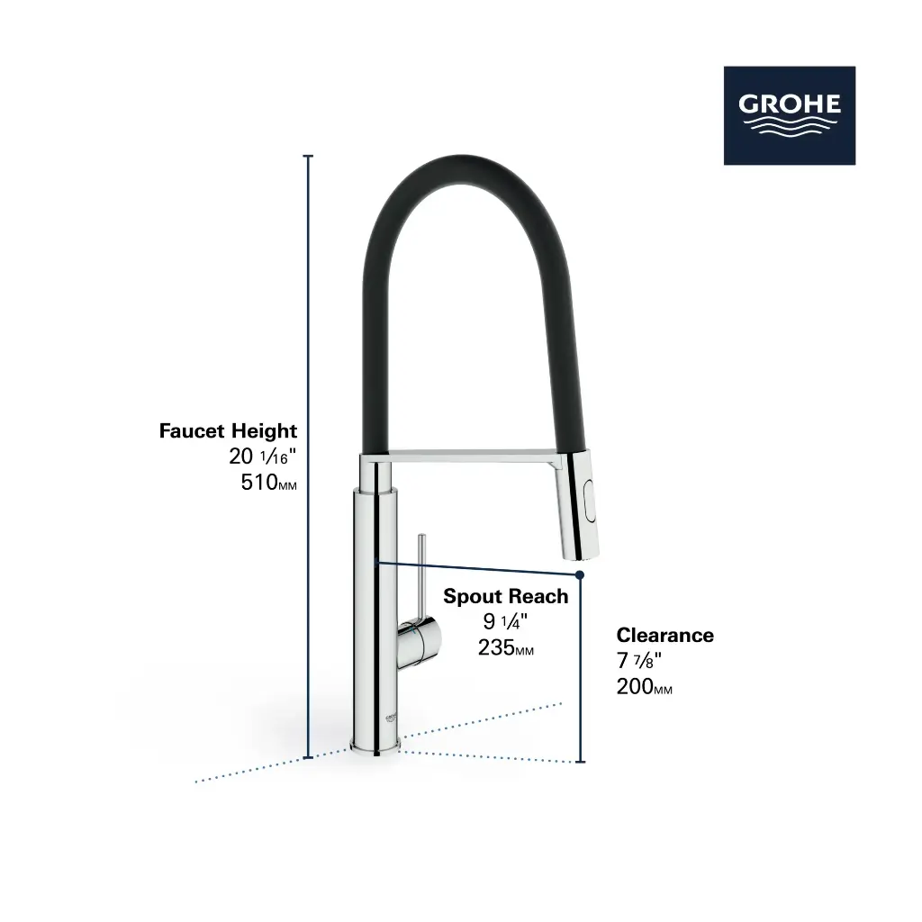 Grohe 31492GN0 Concetto Single Handle Semi-Pro Dual Spray Kitchen Faucet 6.6 L/Min (1.75 Gpm) Brushed Cool Sunrise