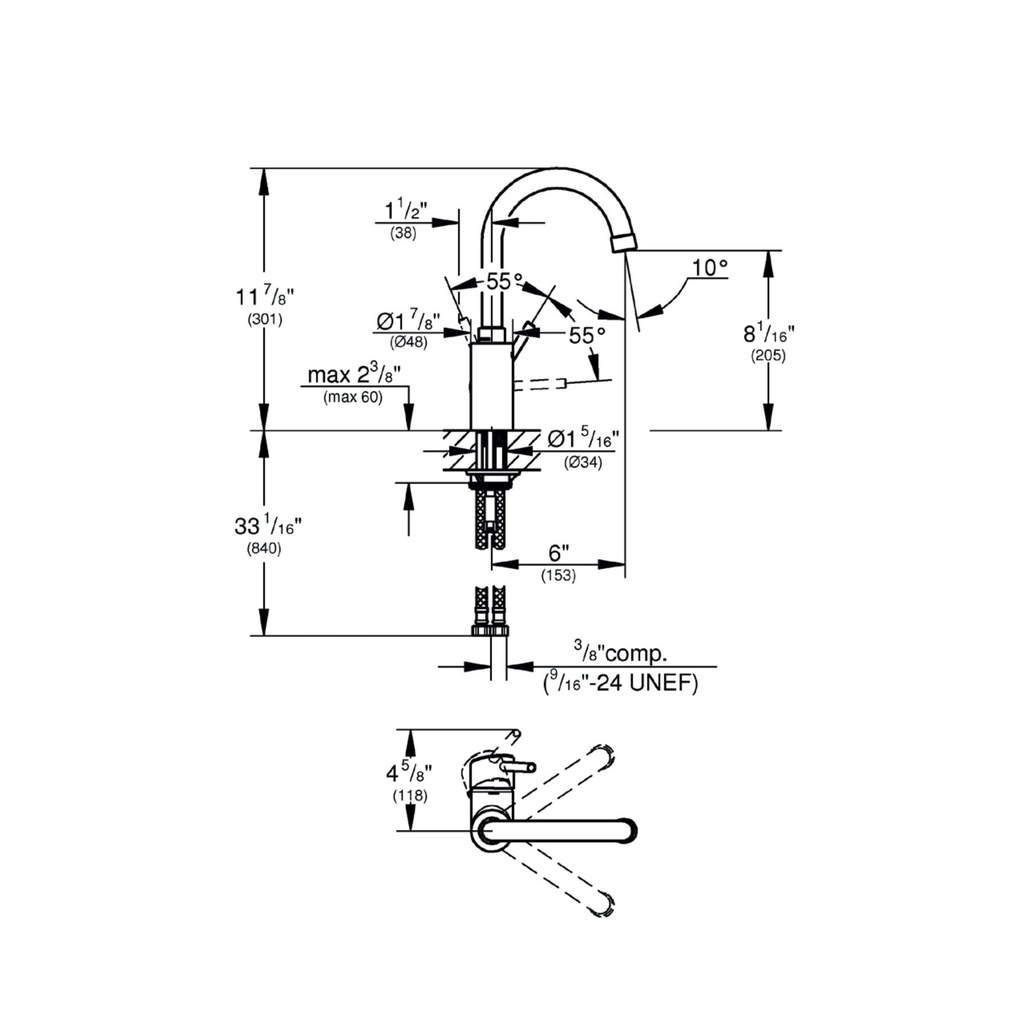Grohe 31518Gn0 Single Handle Pull Down Dual Spray Bar Faucet 6.6 L/Min (1.75 Gpm) Brushed Cool Sunrise