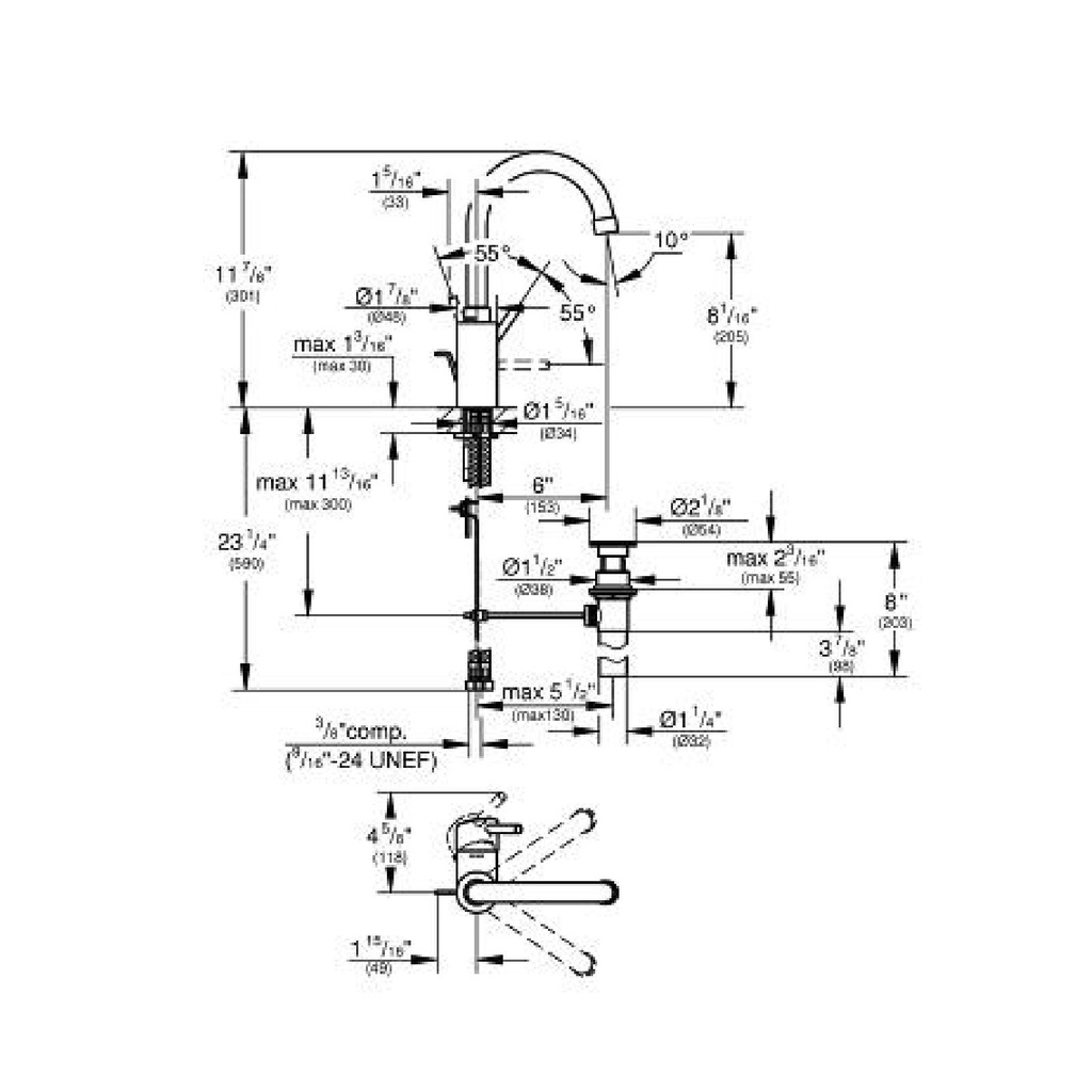 Grohe 32138GN2 Single Hole Single-Handle L-Size Bathroom Faucet 4.5 L/Min (1.2 Gpm) Brushed Cool Sunrise