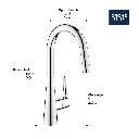 Grohe 322262433 Zedra Dual Spray Pull-Down Kitchen Faucet