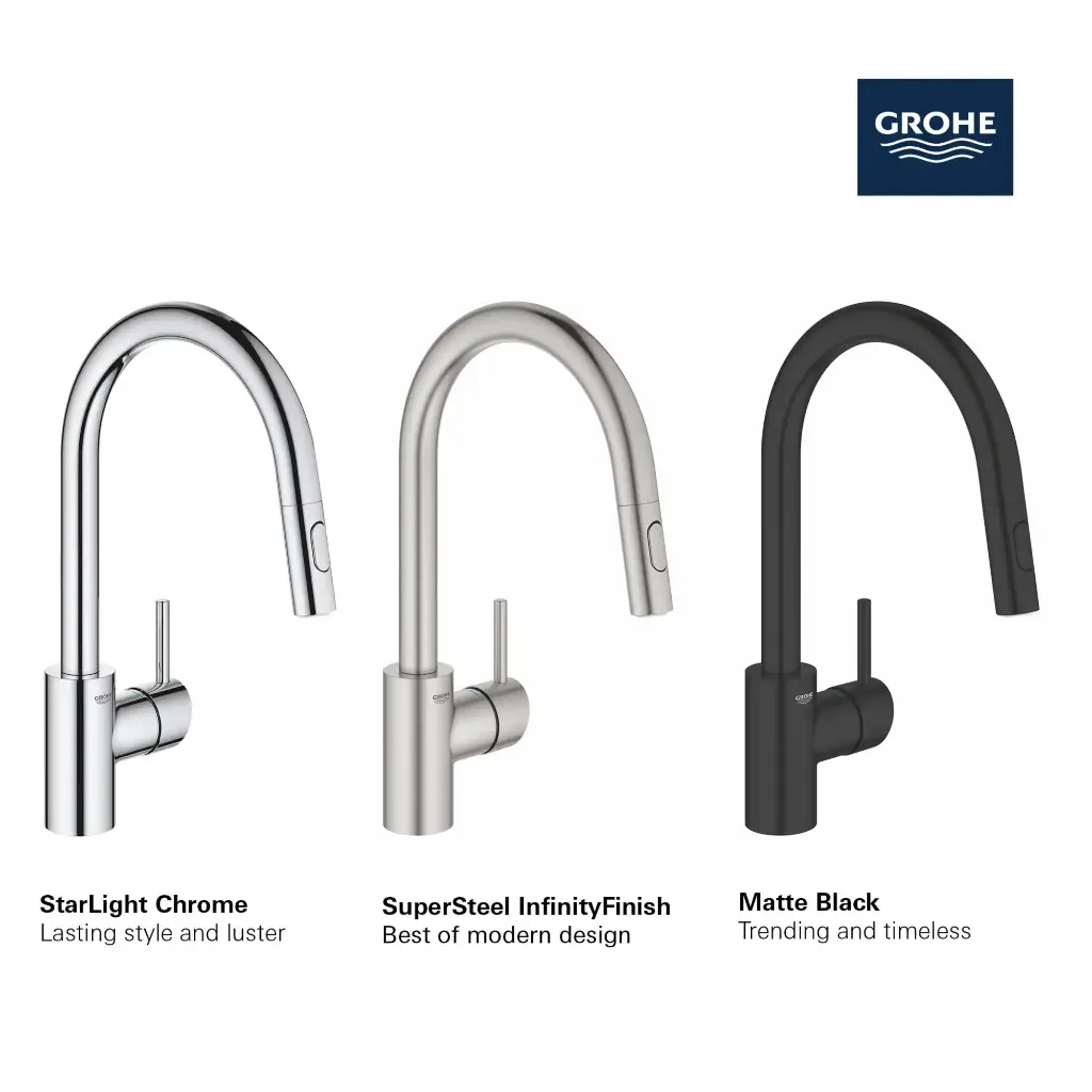 Grohe 32665GN3 Concetto Single Handle Pull Down Kitchen Faucet Dual Spray 6.6 L/Min (1.75 Gpm) Brushed Cool Sunrise
