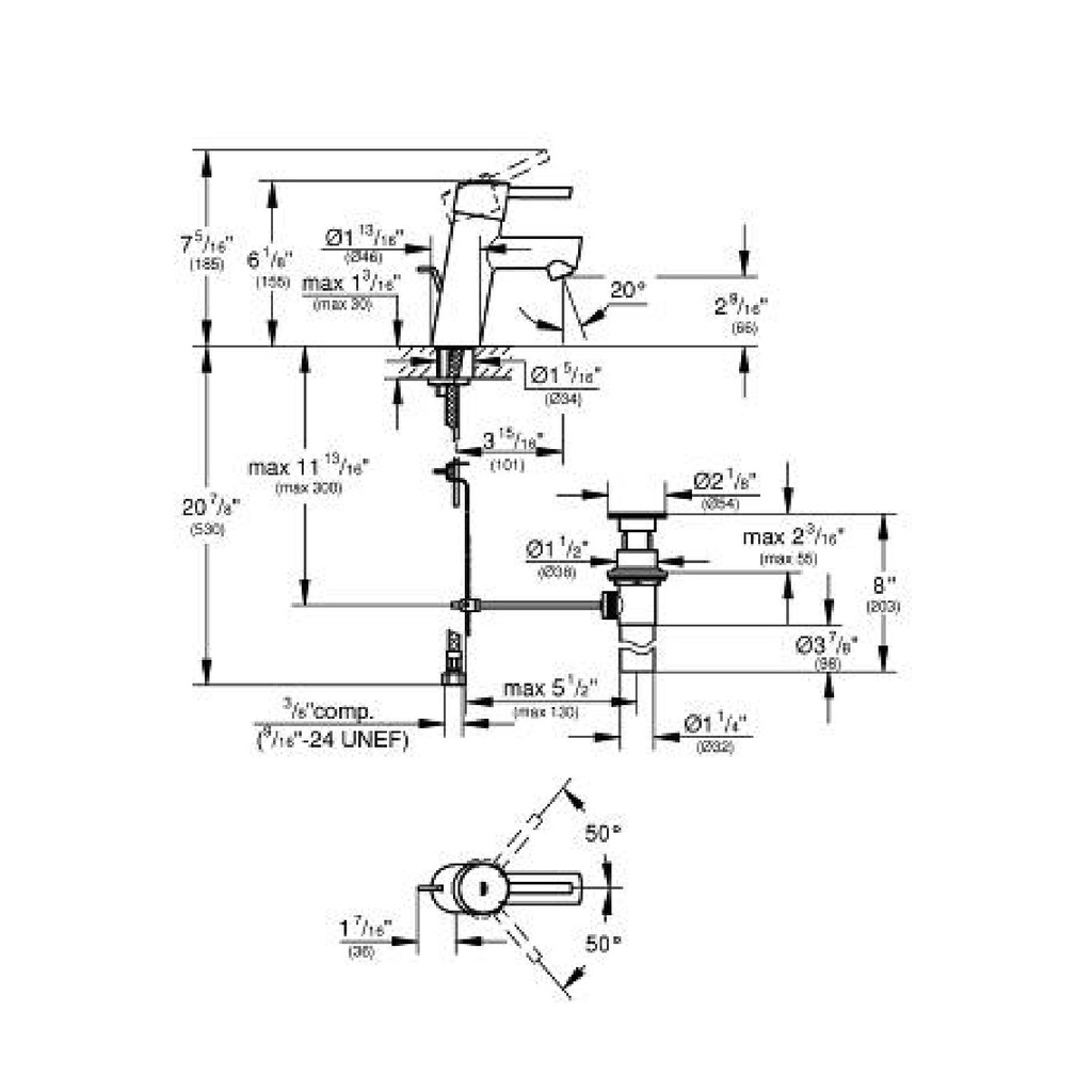 Grohe 342702431 Concetto Single Handle Bathroom Faucet S Size