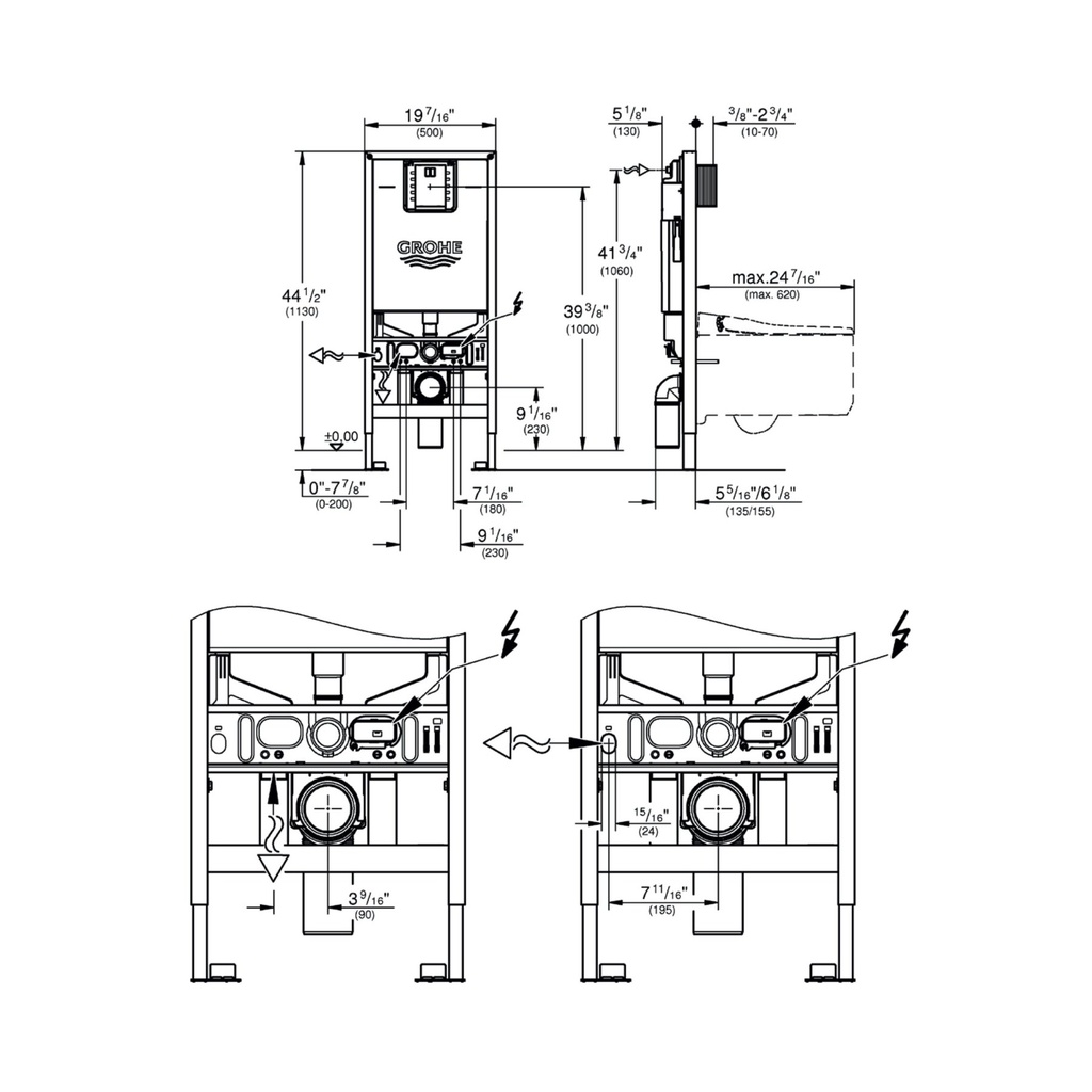 Grohe 39602000 Rapid Slx Wc 3-6 L 1,13M, Us Grohe No Finish