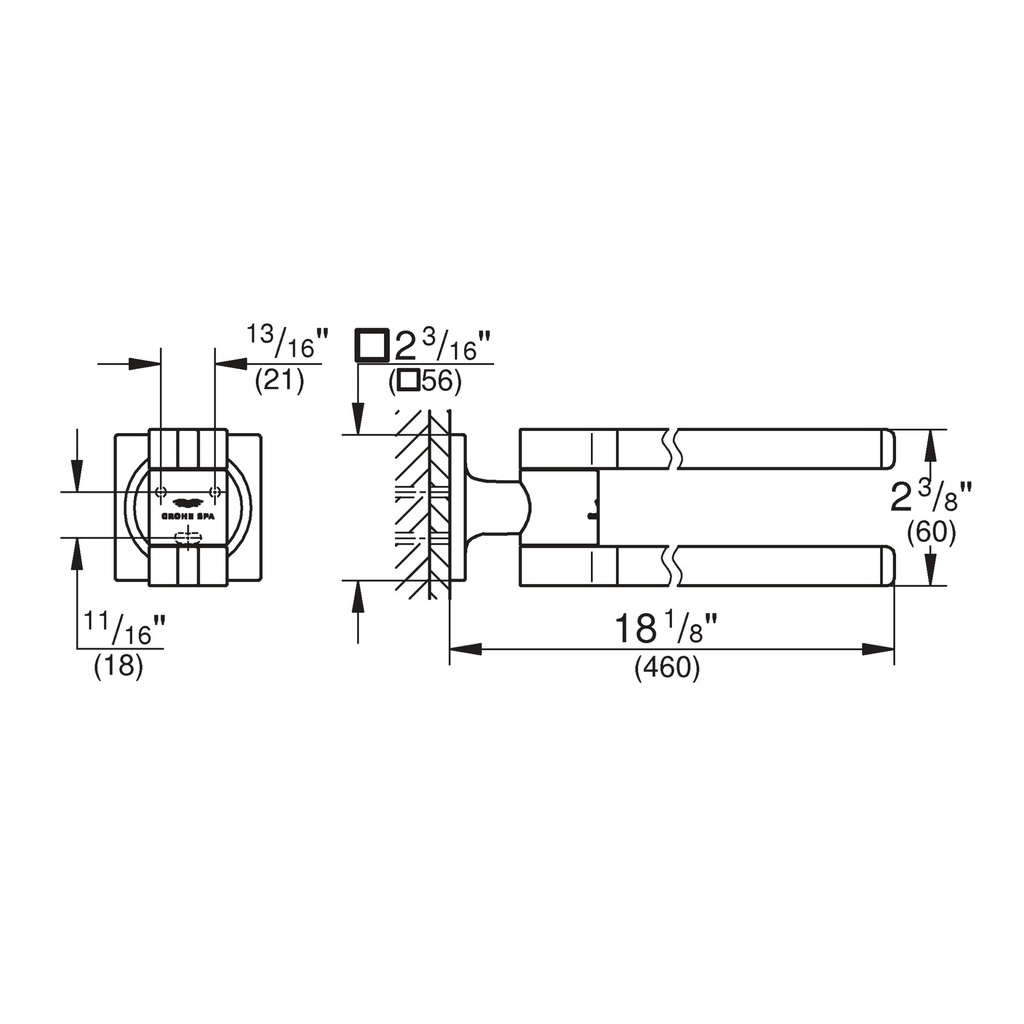 Grohe 403422431 Double Towel Bar Matte Black