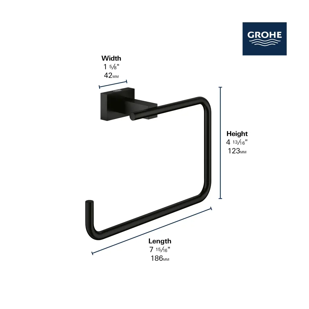 Grohe 40510A01 8" Towel Ring Hard Graphite