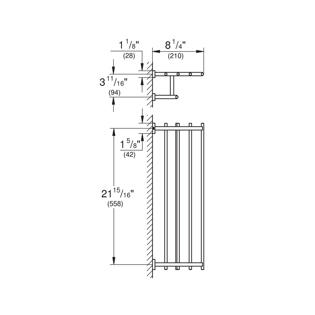 Grohe 40512GN1 23 5/8" Multi-Towel Rack Brushed Cool Sunrise