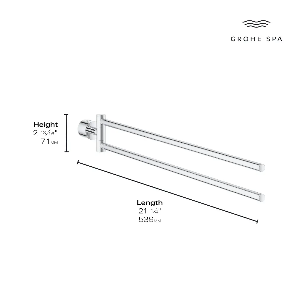 Grohe 40888000 Atrio New Double Towel Bar Chrome