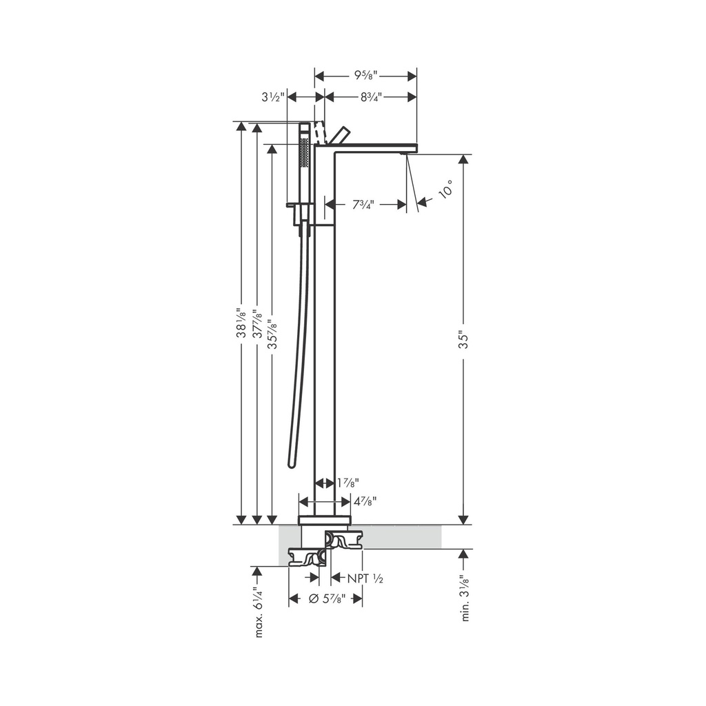 Hansgrohe 47440671 Freestanding Tub Filler Trim with 1.75 GPM Handshower Matte Black