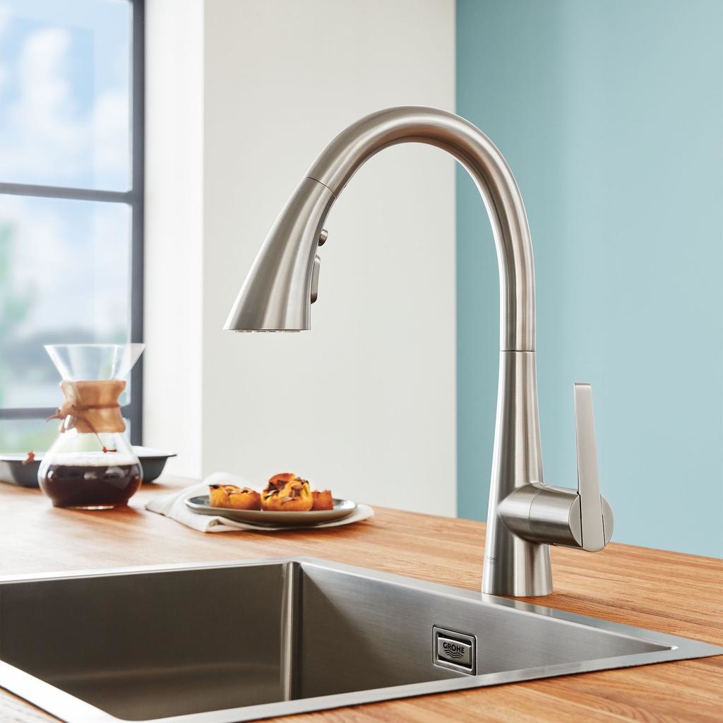 Grohe 30368DC2 Ladylux L2 Prep Sink Three Spray Pull Down Kitchen Faucet SuperSteel 4