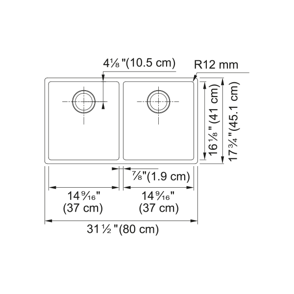 Franke CUX120-CA Cube Undermount Sink Double SS