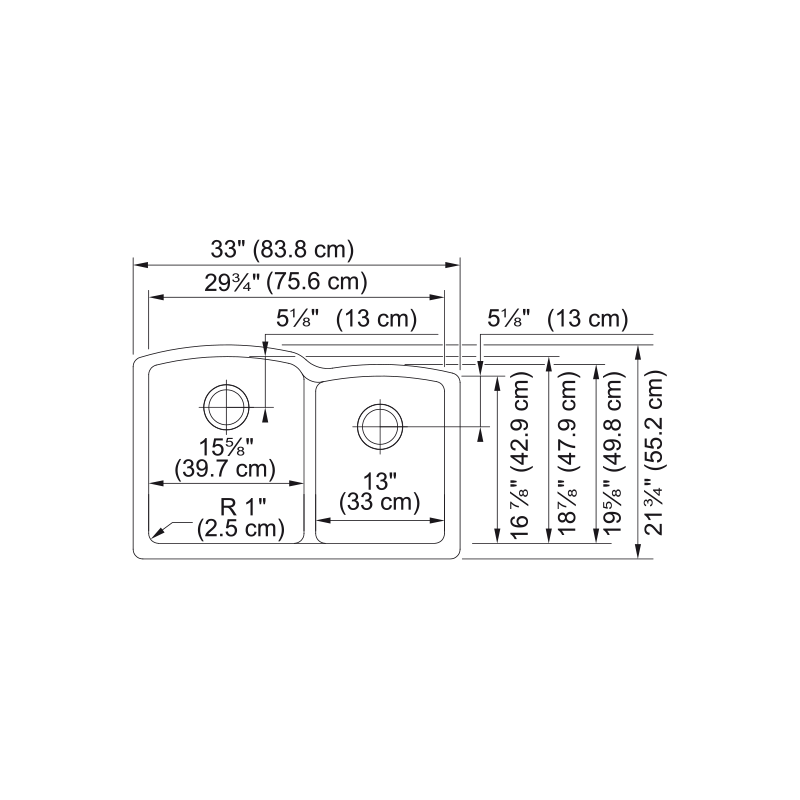 Franke ELG160ONY-CA Ellipse Granite Undermount Sink Double Onyx