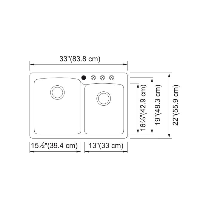 Franke EOSG33229-1-CA Elipse Drop In Combination Stone Grey