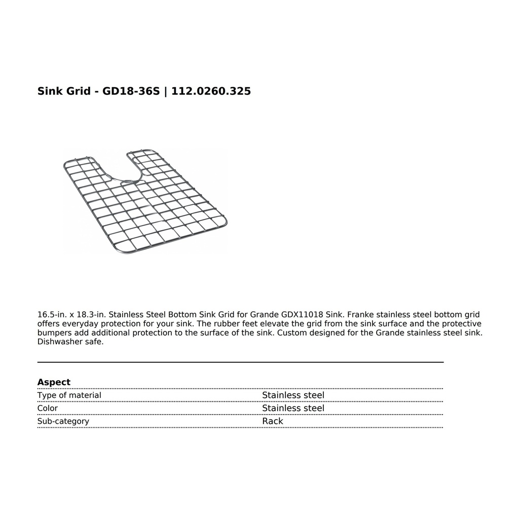 Franke GD18-36S Bottom Grid Grande