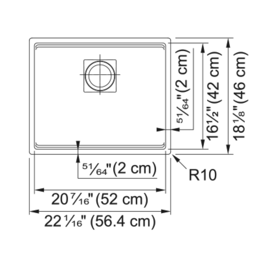 Franke PKG110-20ON Peak Granite Single Bowl Sink Onyx
