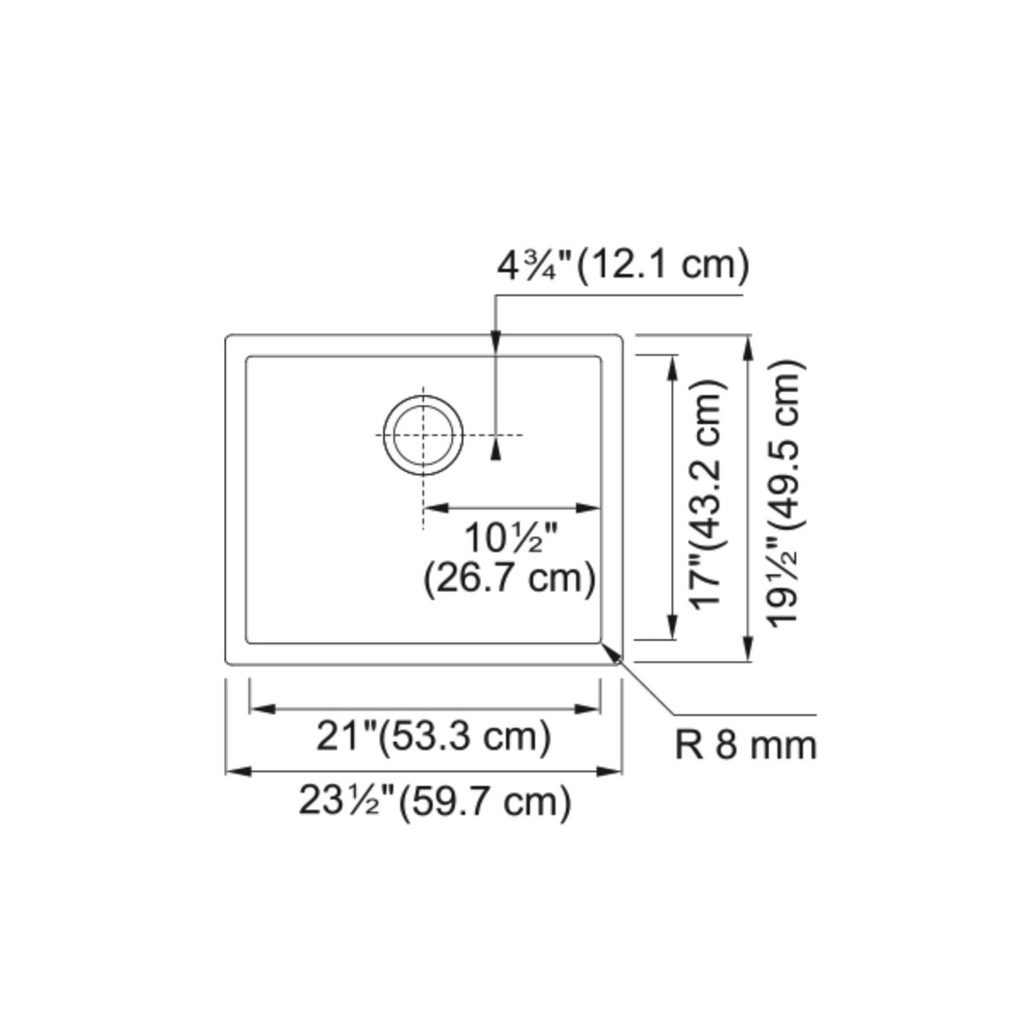 Franke PS2X110-21-CA Professional Series 2.0 Single Sink. 8 Mm Radius Inlcuded Accessories