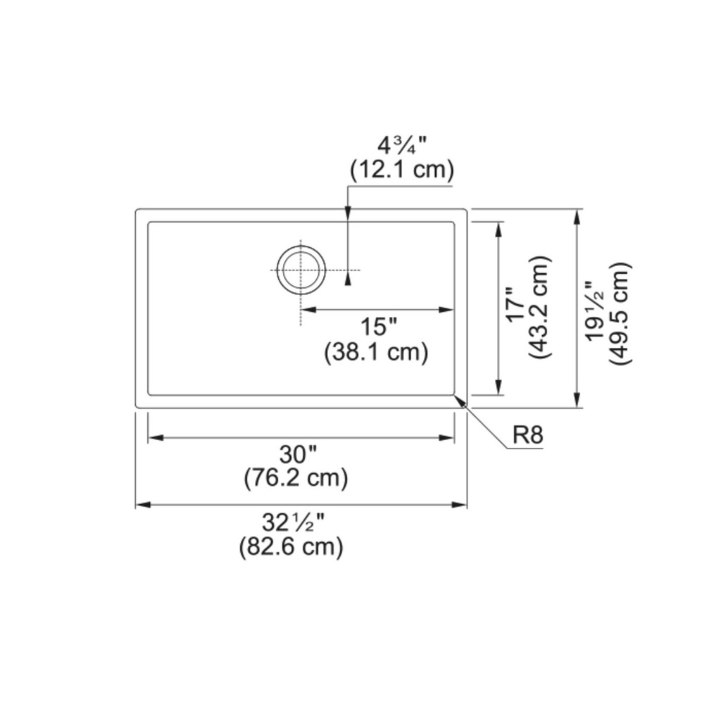 Franke PS2X110-30-12-CA Professional Series 2.0 Single Sink Laundry Sink. 8 Mm Radius