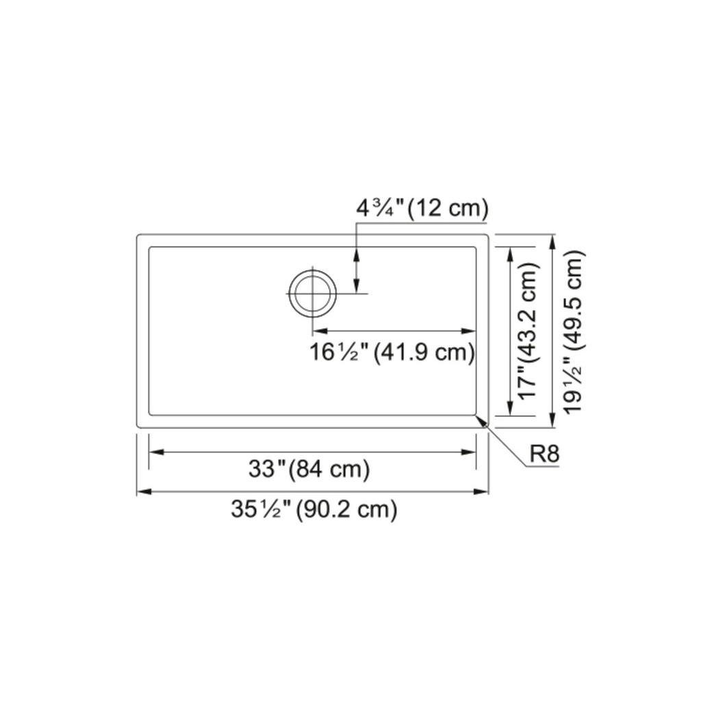 Franke PS2X110-33-CA Professional Series 2.0 Single Sink. 8 Mm Radius Inlcuded Accessories
