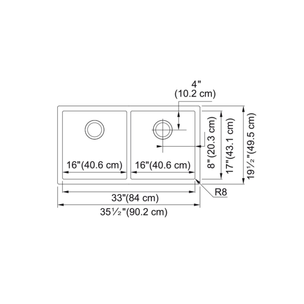 Franke PS2X120-16-16-CA Professional Series 2.0 Double Sink. 8 Mm Radius Includes Accessories
