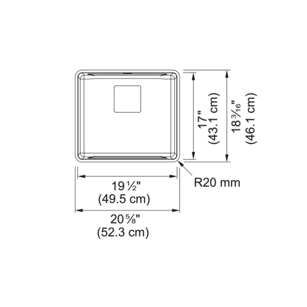 Franke PTX110-20-CA Pescara Sink 18 Ga 17X19 1/2 Single 20 Mm Corners