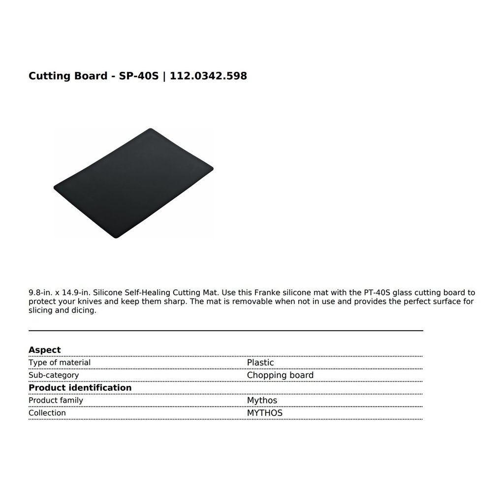 Franke SP-40S Soft Pad Cutting Board Cux-W Series