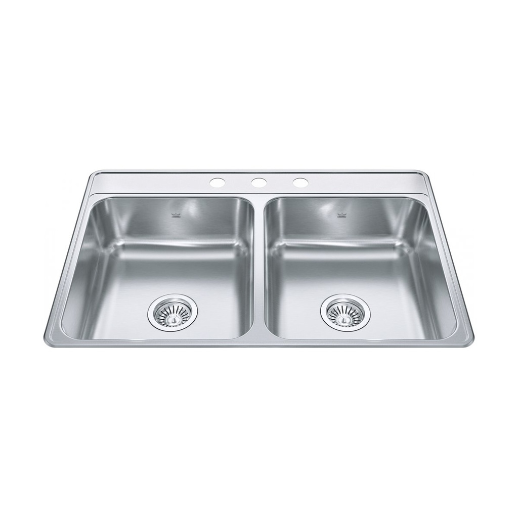 Kindred CDLA3322-7-3 Sink Top Mount Double Bowl SS Sink