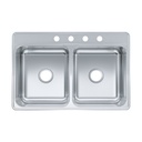 Kindred CDLA3322-7-4 Double Bowl Sinks 22 Gauge 4 Faucet Holes