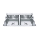 Kindred CDLA3322-7-4 Double Bowl Sinks 22 Gauge 4 Faucet Holes