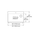 Kindred BSL2233-9-1OW Brookmore Single Bowl Top Mount Sink Offset