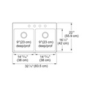 Kindred BDL2233-9-4 Brookmore Double Bowl Top Mount Sink