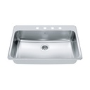 Kindred QSLA2233-8-4 Single Bowl Ledgeback 20 Gauge 4 Faucet Holes
