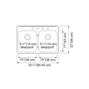 Kindred RDLA3322-55-4 Ada Drop In Sink