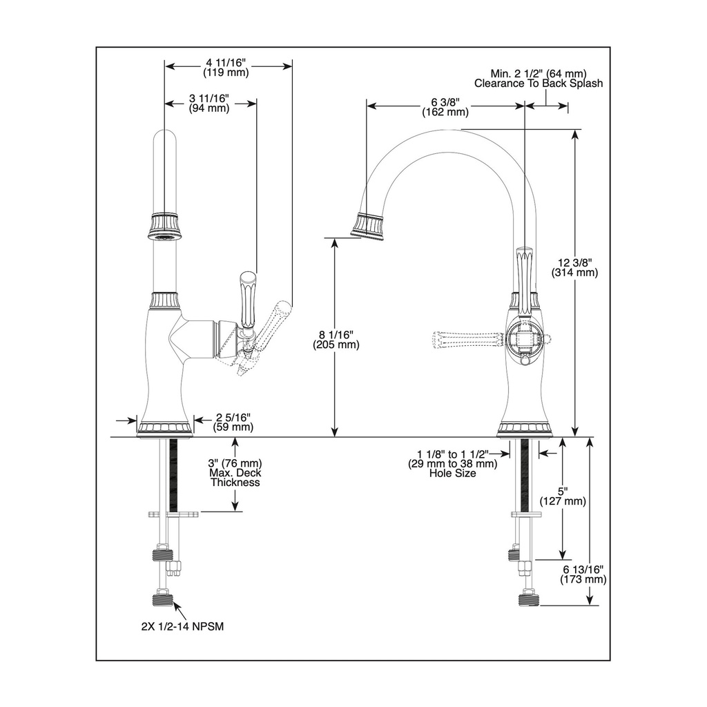 Brizo 61058LF-GLPG Tulham Bar Faucet