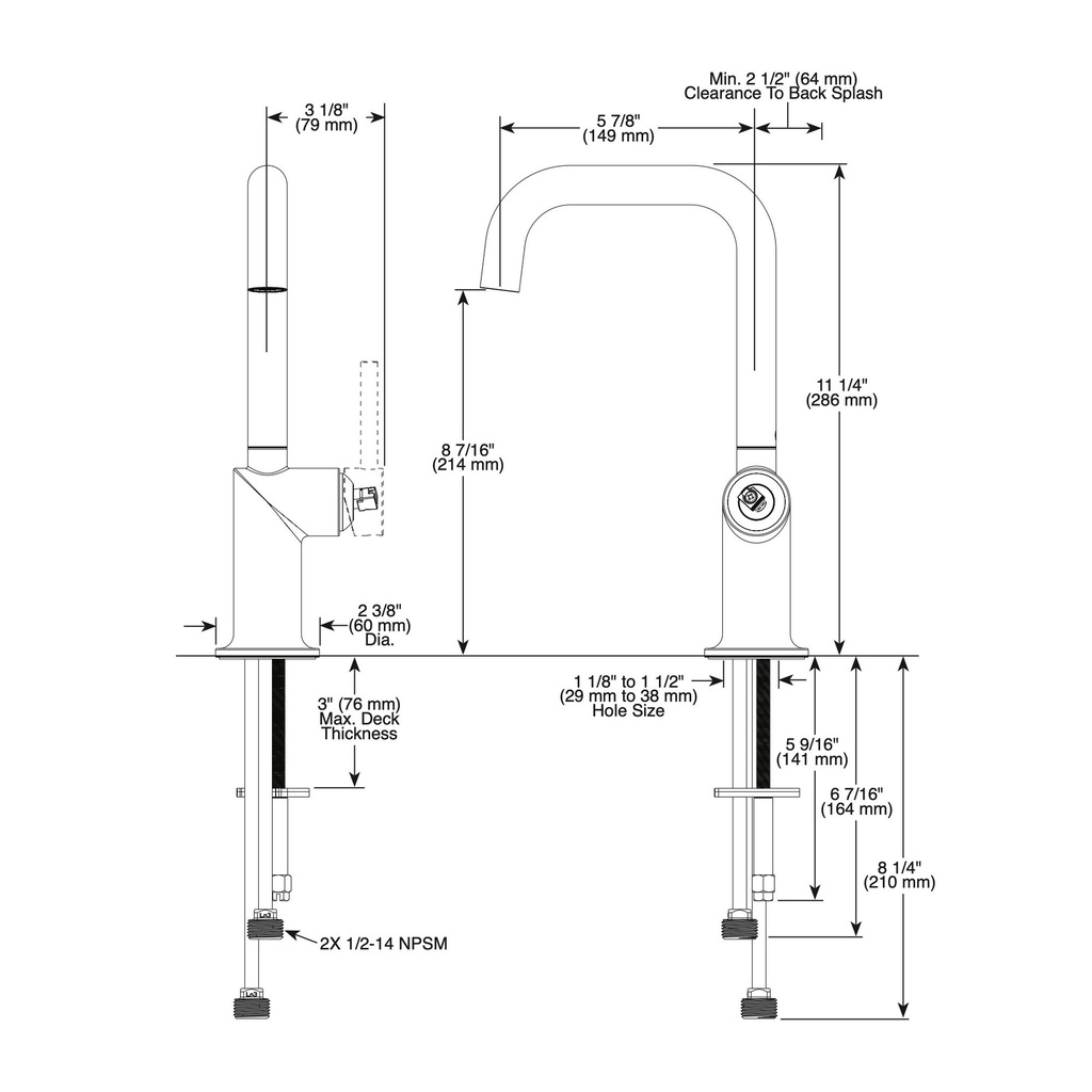 Brizo 61065LF-BLLHP Odin Square Bar Faucet