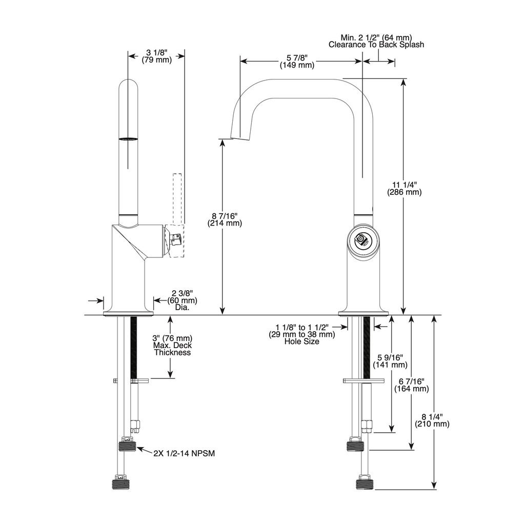 Brizo 61065LF-PCLHP Odin Square Bar Faucet