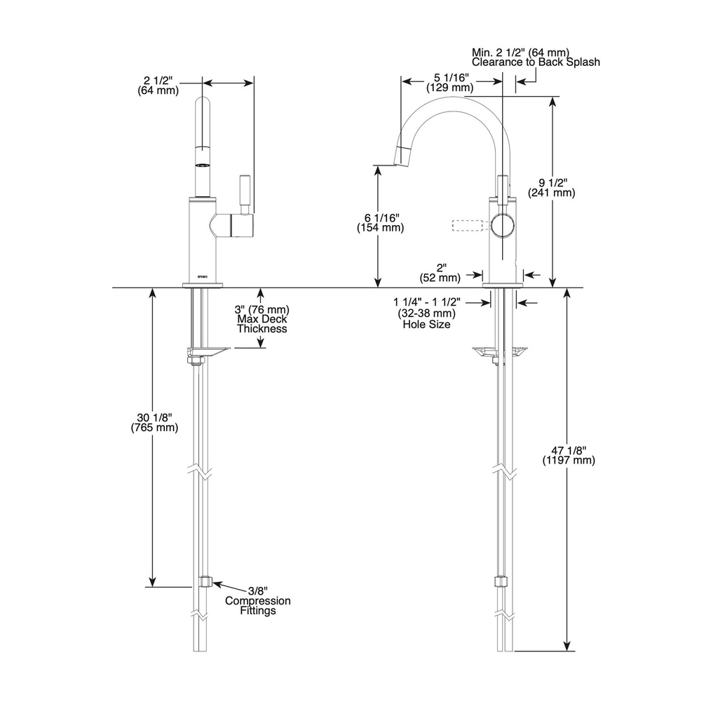 Brizo 61320LF-C-BL European Beverage Faucet