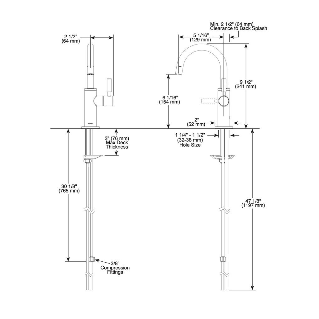 Brizo 61320LF-C-PC European Beverage Faucet Chrome