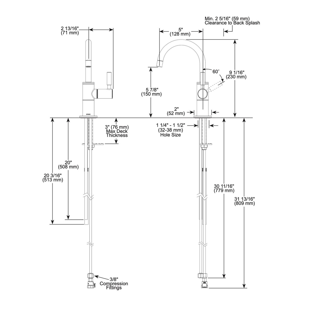Brizo 61320LF-H-BL European Instant Hot Beverage Faucet