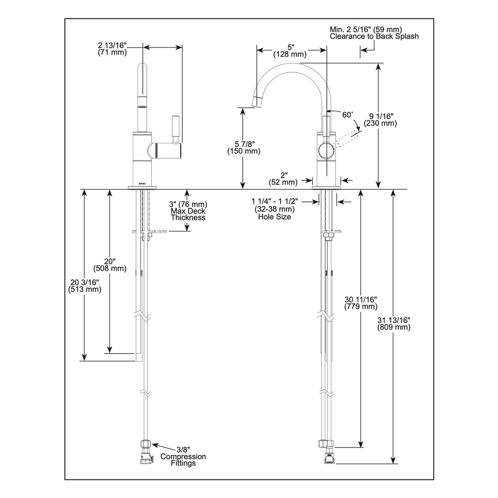 Brizo 61320LF-H-GL European Instant Hot Beverage Faucet