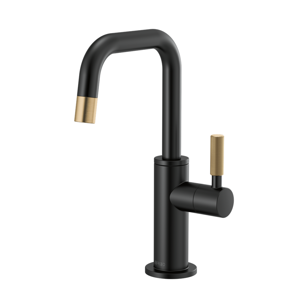 Brizo 61353LF-C-BLGL Litze Square Spout Knurled Handle RO Beverage Faucet Matte Black / Luxe Gold
