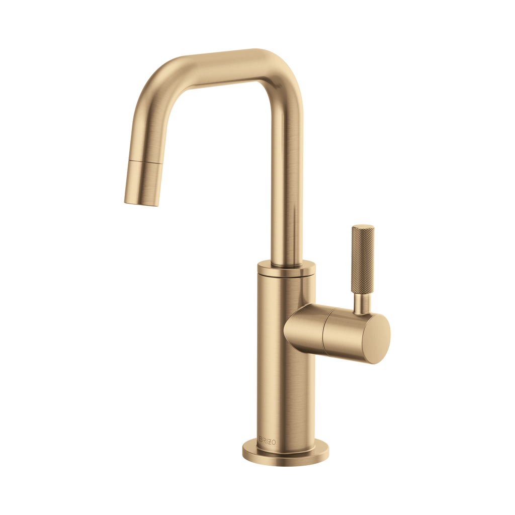 Brizo 61353LF-C-GL Litze Ro Beverage Faucet with Square Spout Knurled Handle Luxe Gold